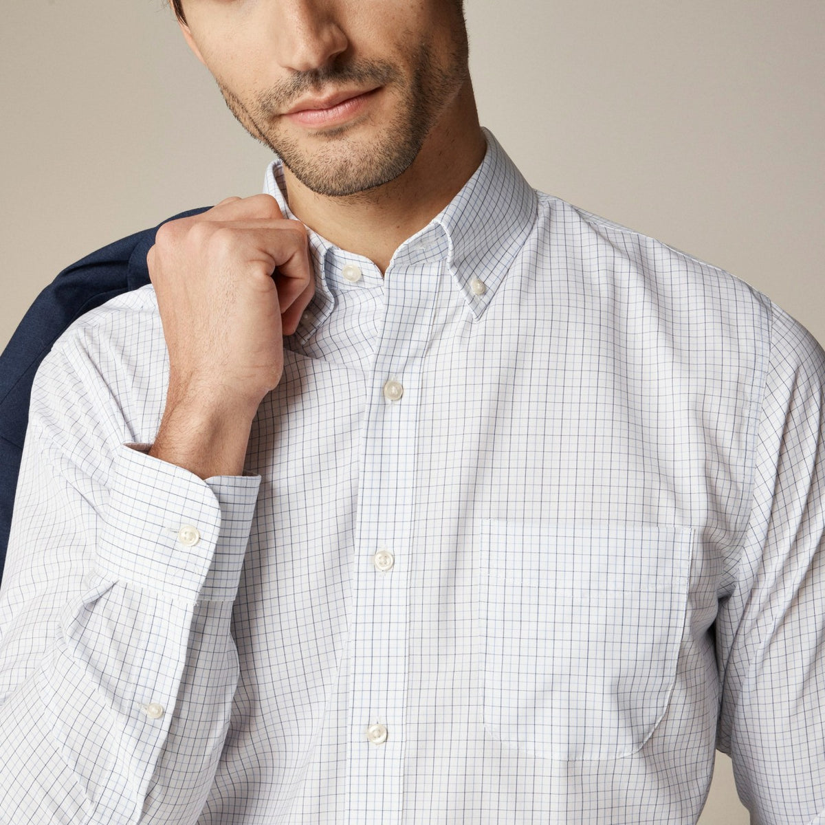 Men Bowery wrinkle-free dress shirt with button-down collar - J.Crew