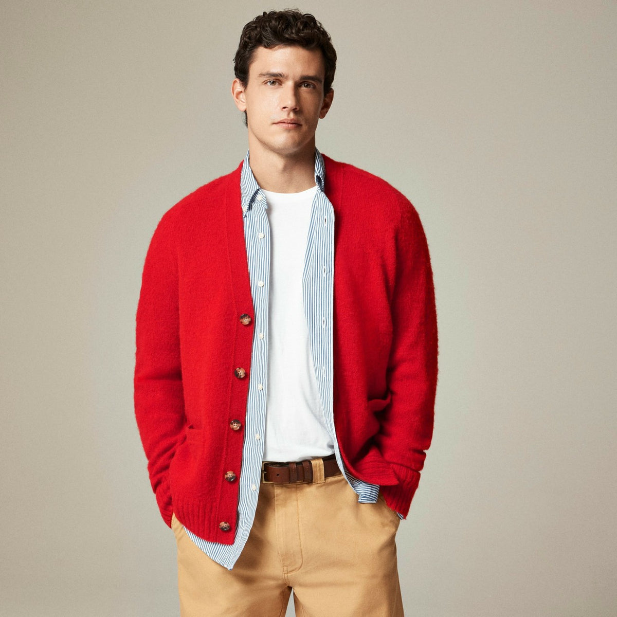 Men Brushed wool V-neck cardigan sweater - J.Crew