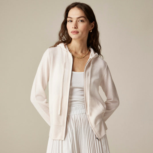 Women Cashmere full-zip sweater-hoodie - J.Crew