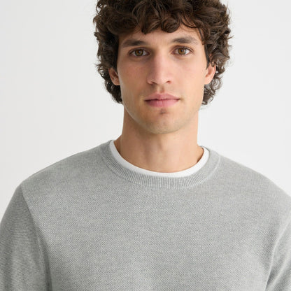 Men Cotton piqu&eacute;-stitch crewneck sweater - J.Crew