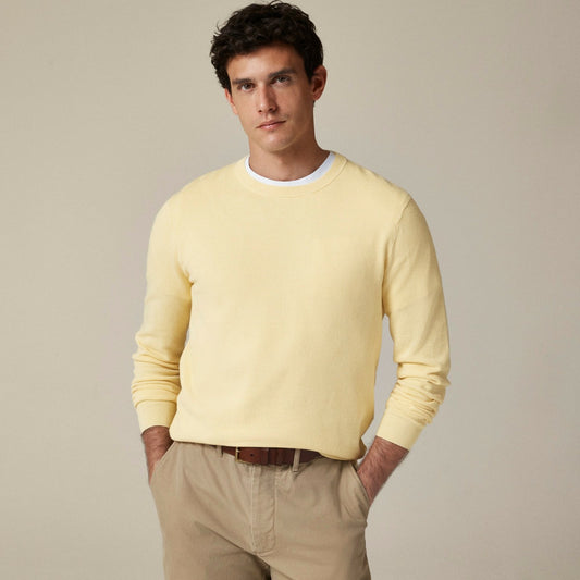 Men Cotton piqu&eacute;-stitch crewneck sweater - J.Crew