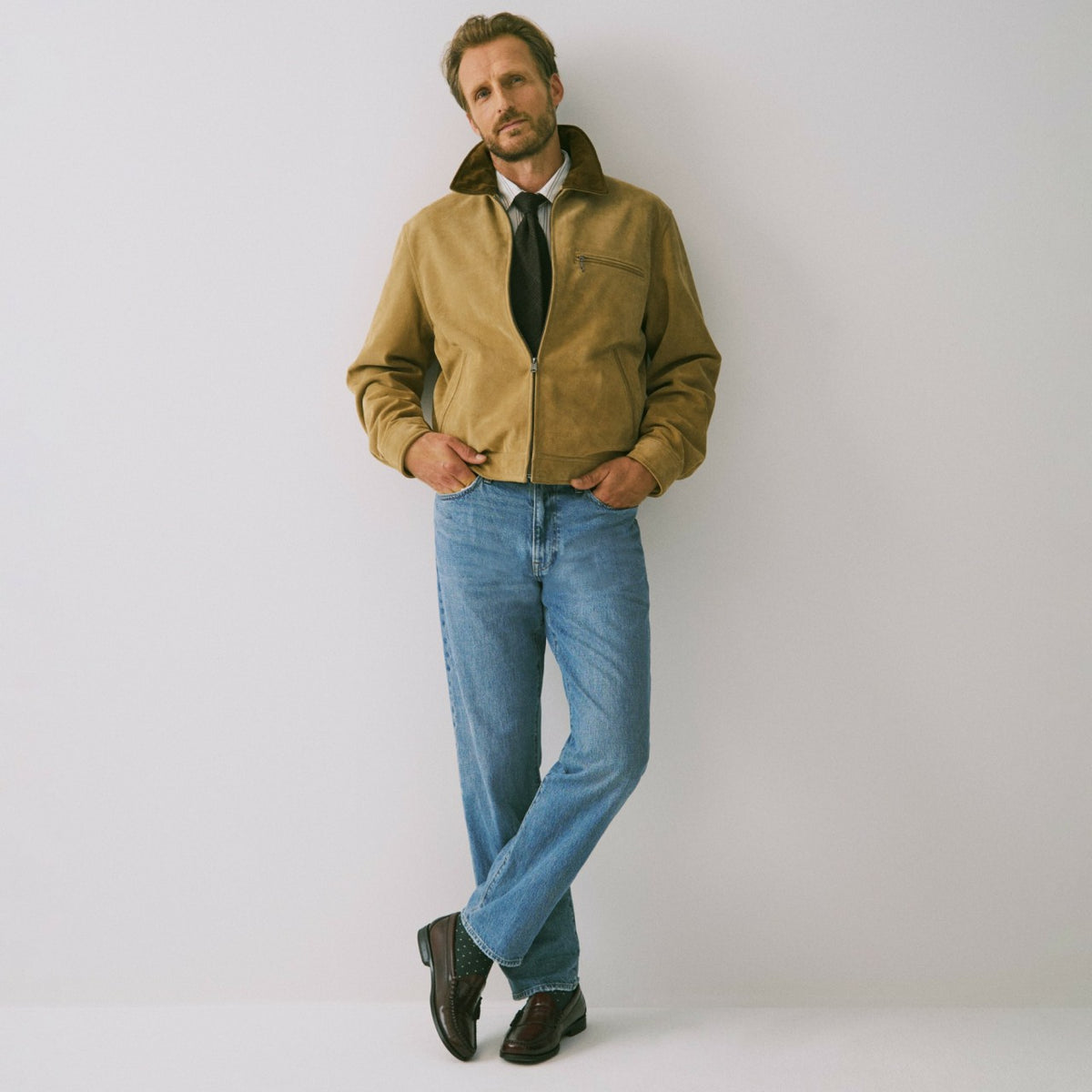 Men Limited-edition Wallace &amp; Barnes work jacket in Italian suede - J.Crew
