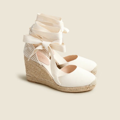 Women Made-in-Spain lace-up high-heel espadrilles - J.Crew