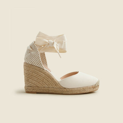Women Made-in-Spain lace-up high-heel espadrilles - J.Crew