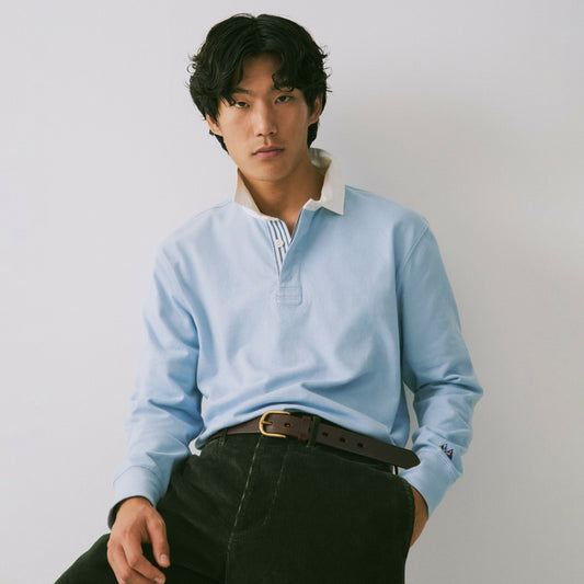 Men Rugby shirt with striped placket - J.Crew