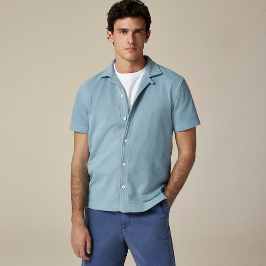 Men Textured camp-collar sweater-tee - J.Crew