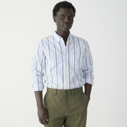 Men Secret Wash cotton poplin shirt in stripe - J.Crew