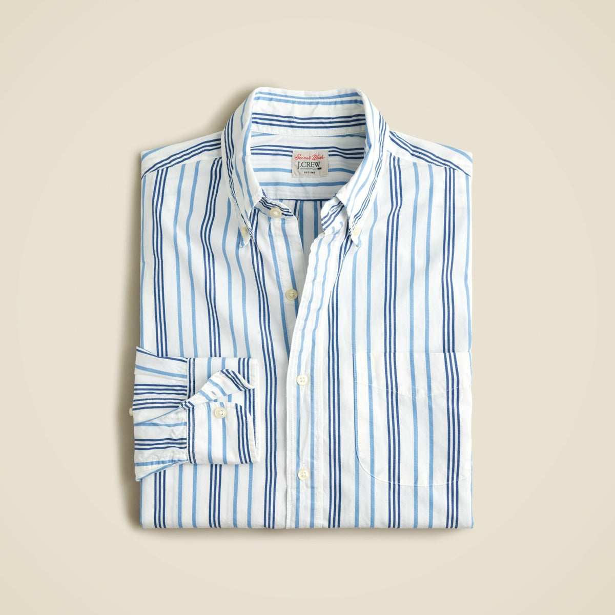 Men Secret Wash cotton poplin shirt in stripe - J.Crew