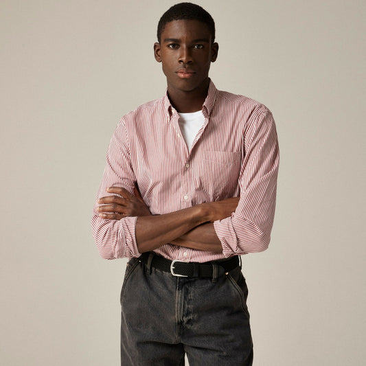 Men Slim Secret Wash cotton poplin shirt in stripe - J.Crew
