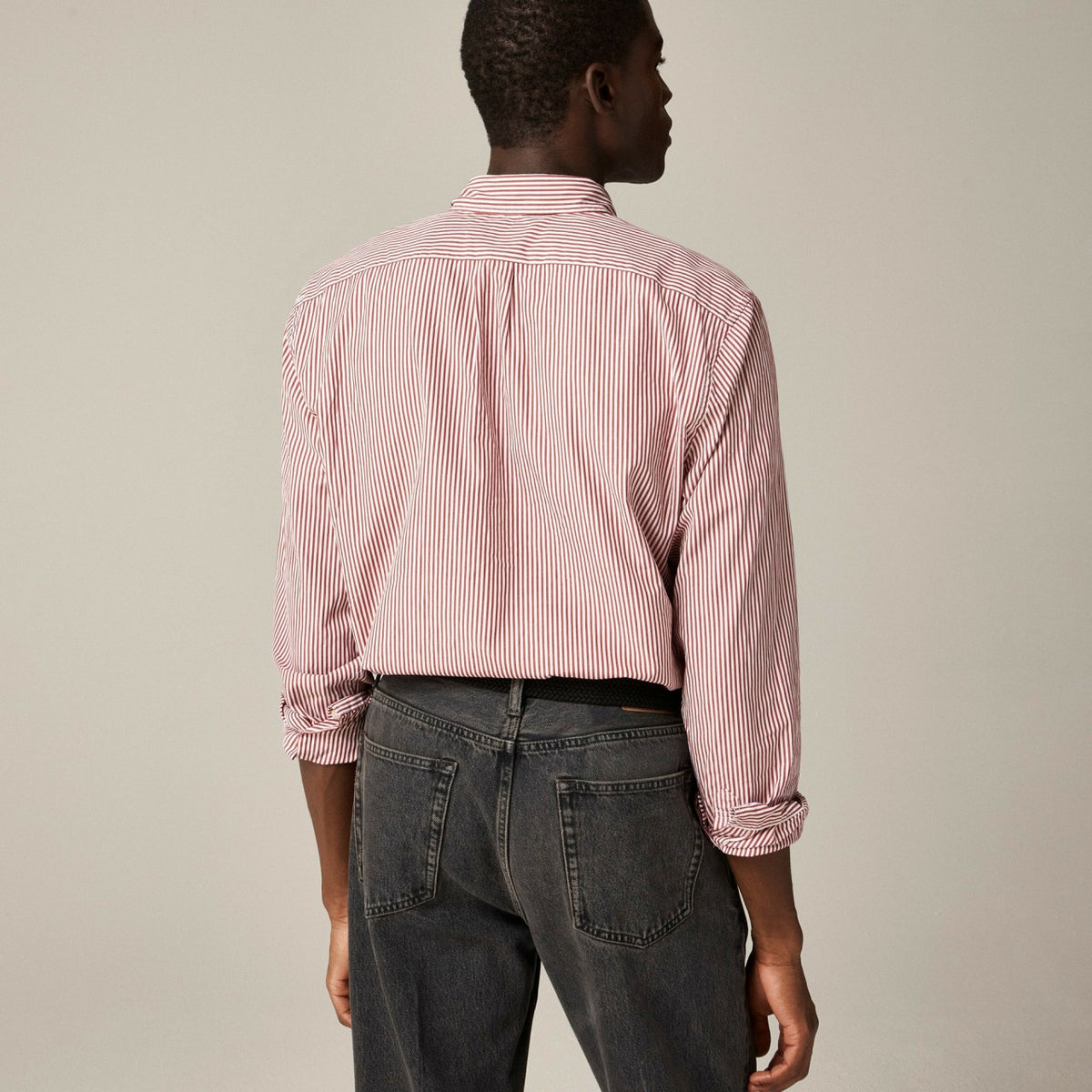 Men Slim Secret Wash cotton poplin shirt in stripe - J.Crew