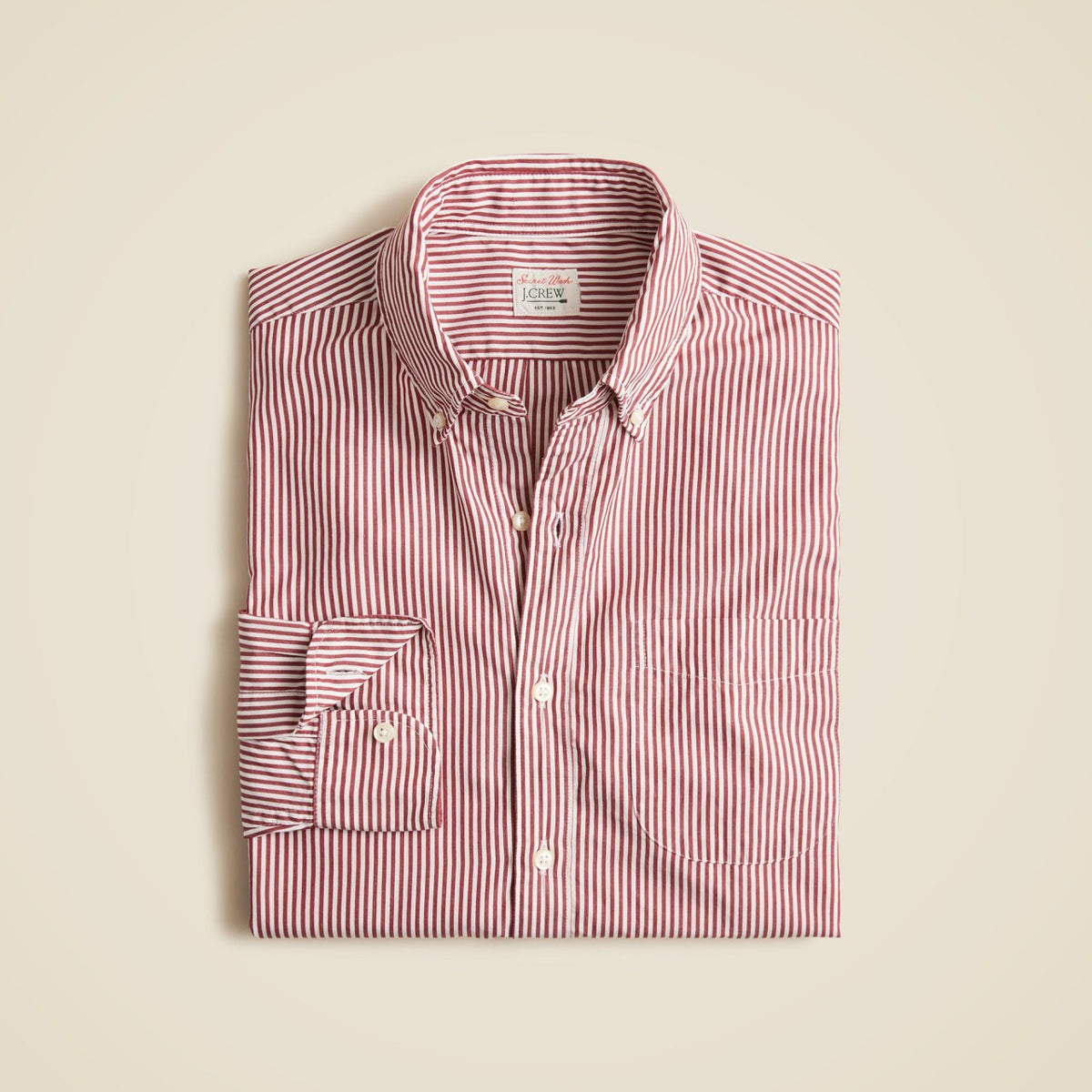 Men Slim Secret Wash cotton poplin shirt in stripe - J.Crew