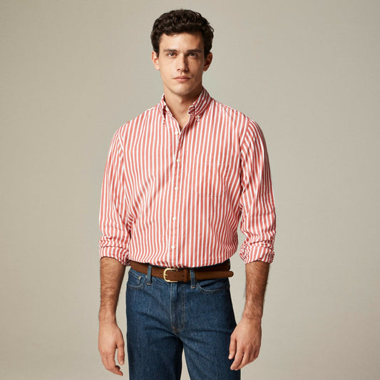Men Secret Wash cotton poplin shirt in stripe - J.Crew