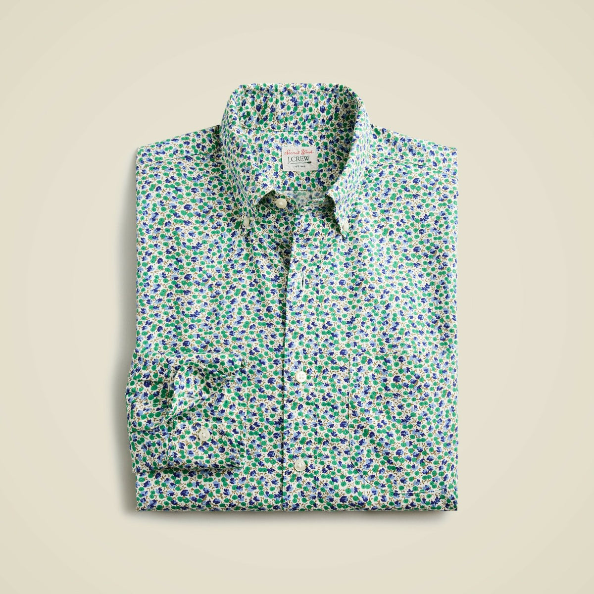 Men Slim Secret Wash cotton poplin shirt in print - J.Crew
