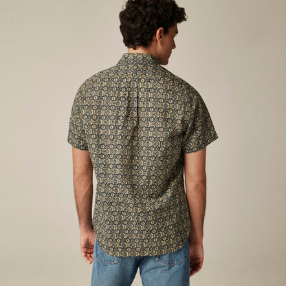 Men Short-sleeve slub cotton-linen blend camp-collar shirt in print - J.Crew