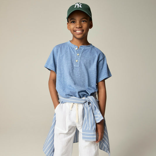 Kids Kids' short-sleeve garment-dyed henley - J.Crew