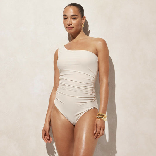 Women Sleek ruched one-shoulder one-piece swimsuit - J.Crew