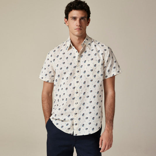 Men Short-sleeve cotton-linen blend shirt in print - J.Crew