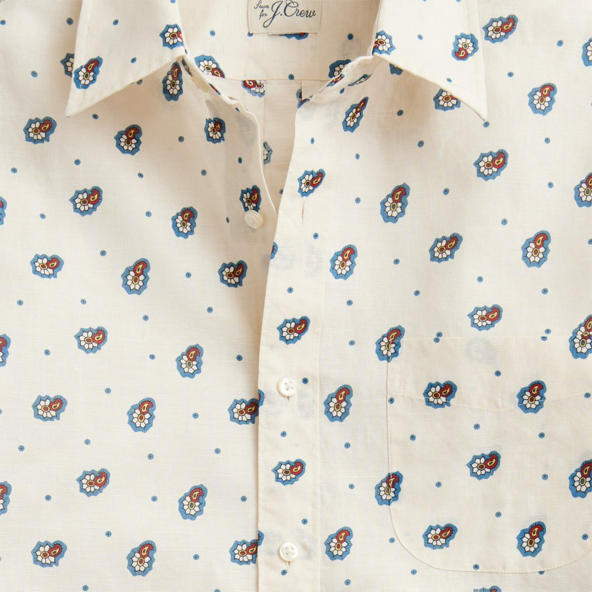 Men Short-sleeve cotton-linen blend shirt in print - J.Crew