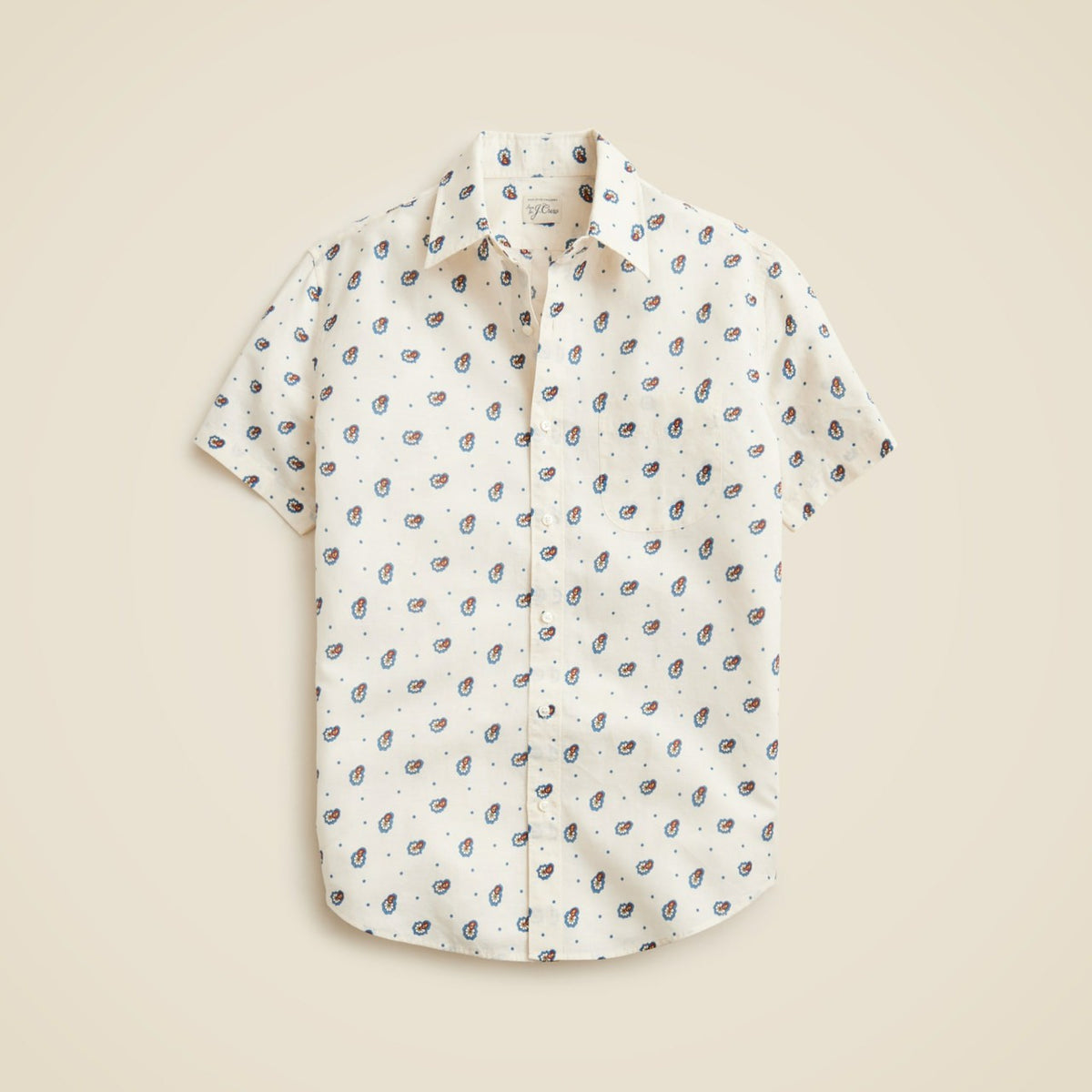 Men Short-sleeve cotton-linen blend shirt in print - J.Crew
