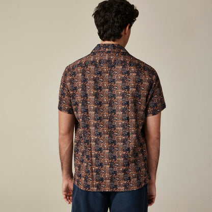 Men Short-sleeve cotton-linen blend shirt in print - J.Crew
