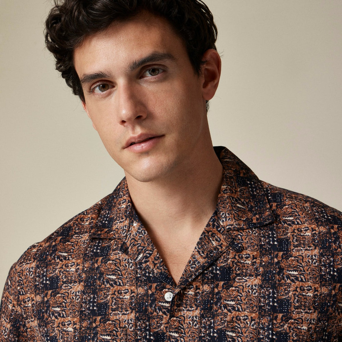 Men Short-sleeve cotton-linen blend shirt in print - J.Crew
