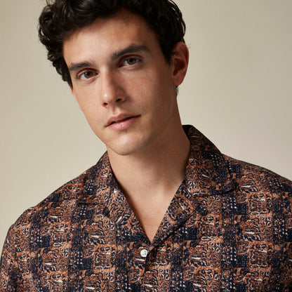 Men Short-sleeve cotton-linen blend shirt in print - J.Crew