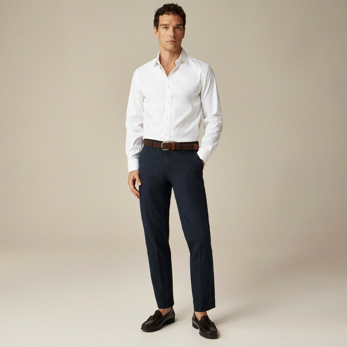 Men Bowery performance stretch dress shirt with spread collar - J.Crew