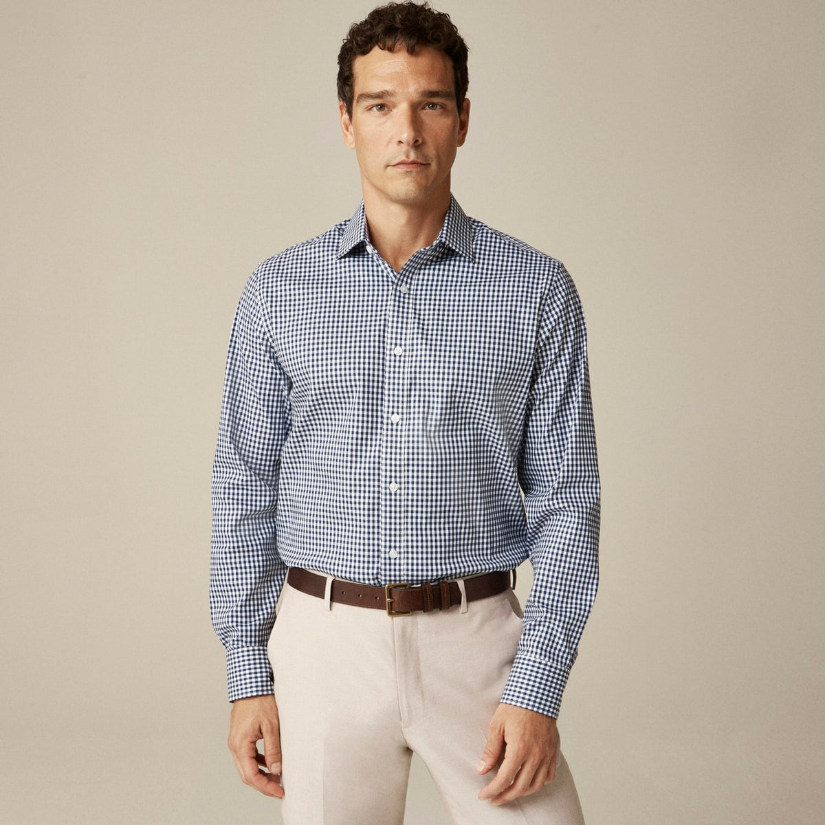 Men Bowery performance stretch dress shirt with spread collar - J.Crew