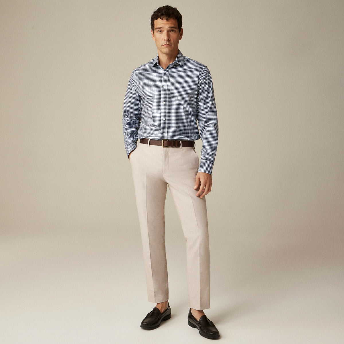 Men Bowery performance stretch dress shirt with spread collar - J.Crew