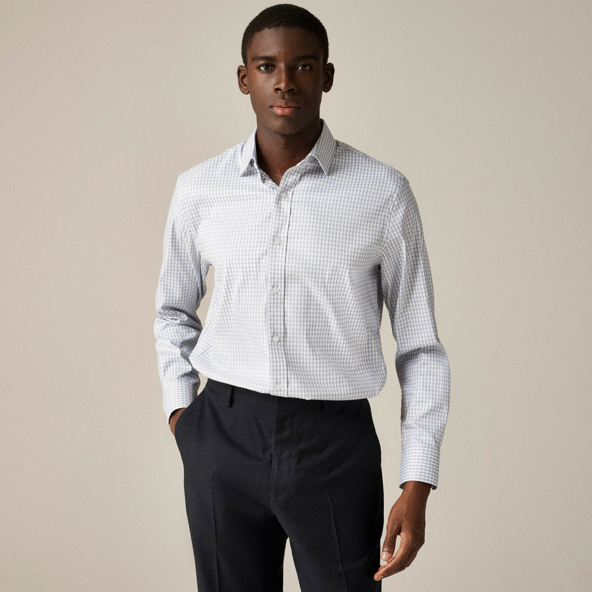 Men Bowery performance stretch dress shirt with spread collar - J.Crew