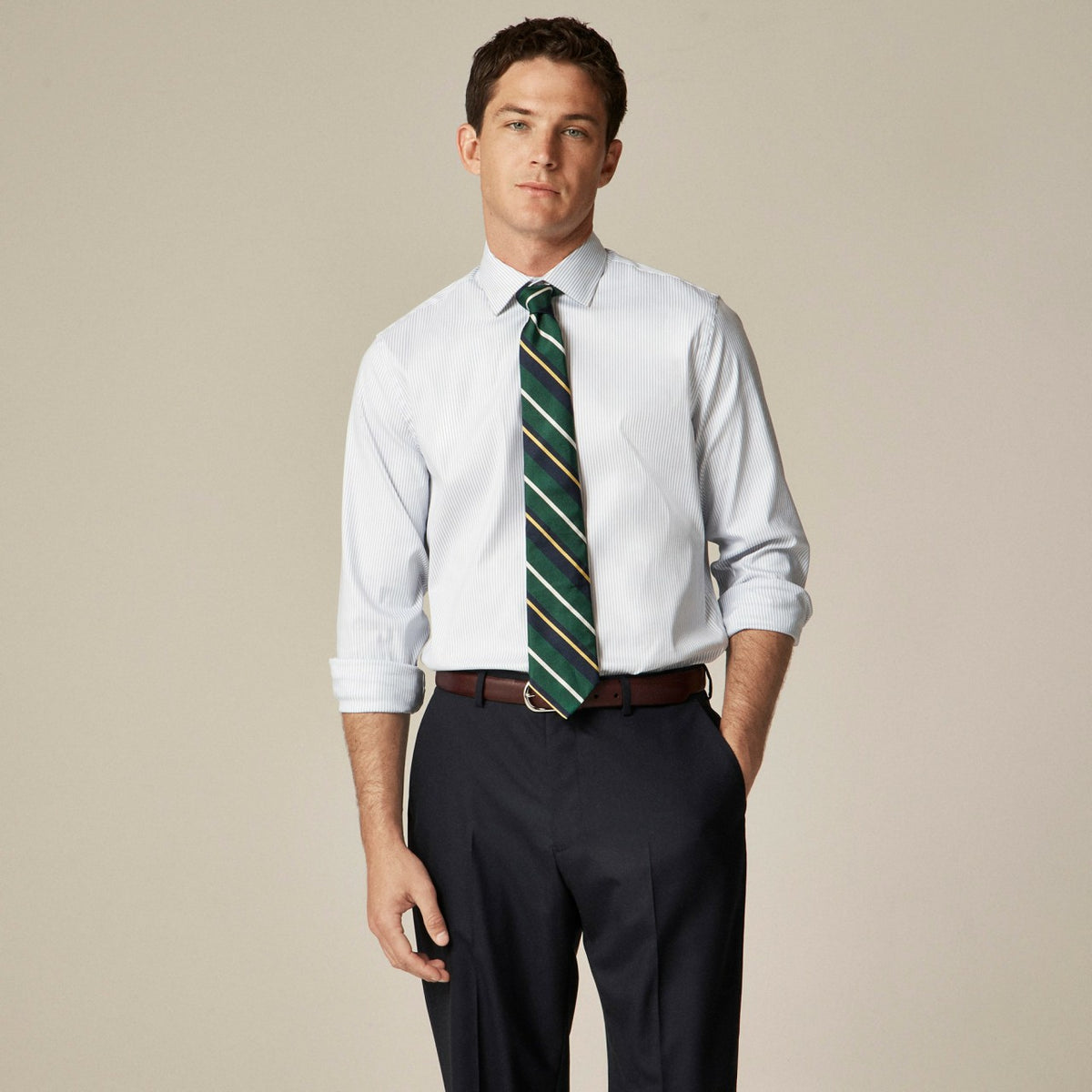 Men Bowery performance stretch dress shirt with spread collar - J.Crew