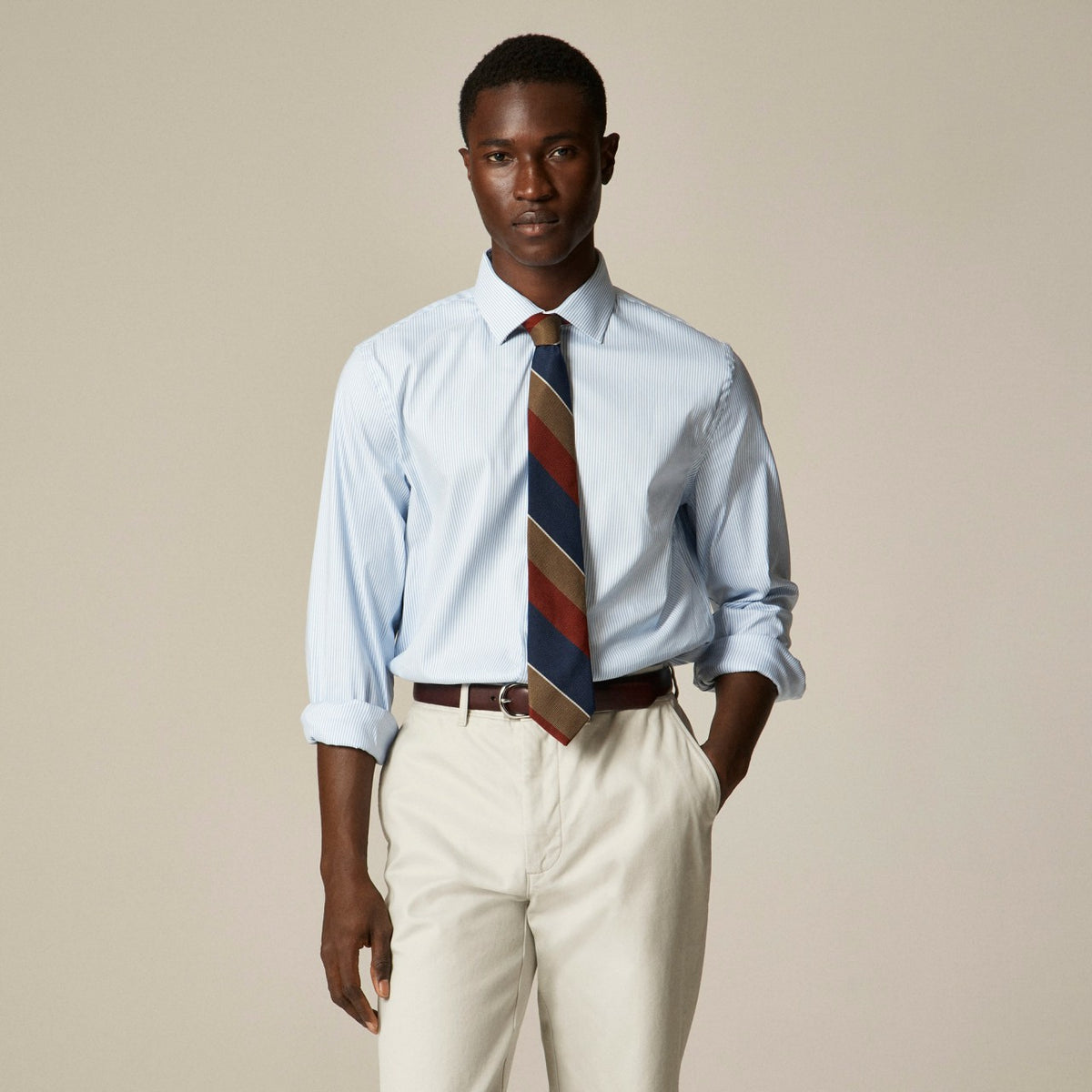 Men Bowery performance stretch dress shirt with spread collar - J.Crew