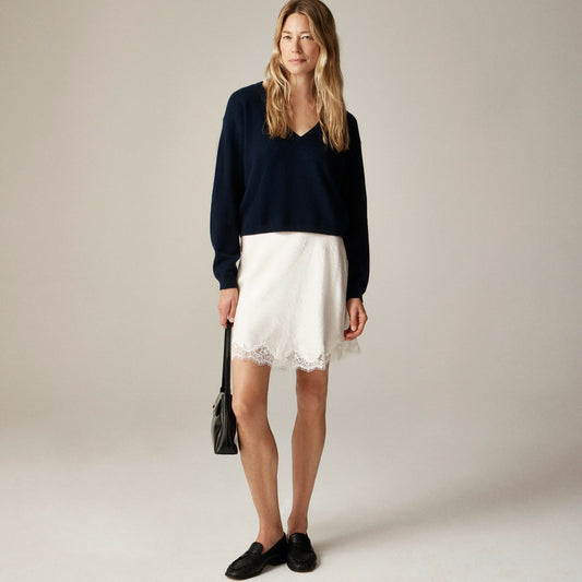 Women Cashmere relaxed cropped V-neck sweater - J.Crew