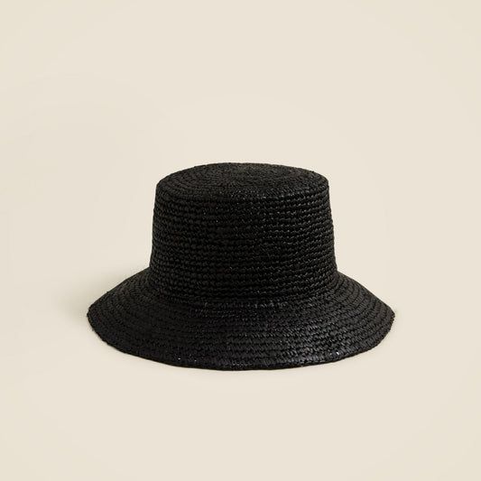 Women Wide-brim raffia bucket hat - J.Crew