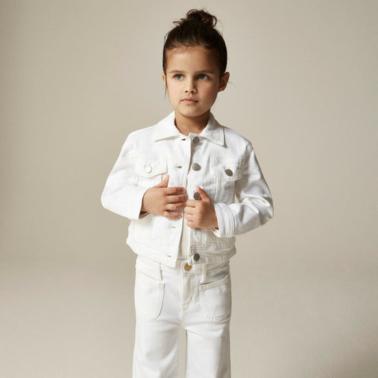 Kids Girls' cropped denim trucker jacket in white - J.Crew