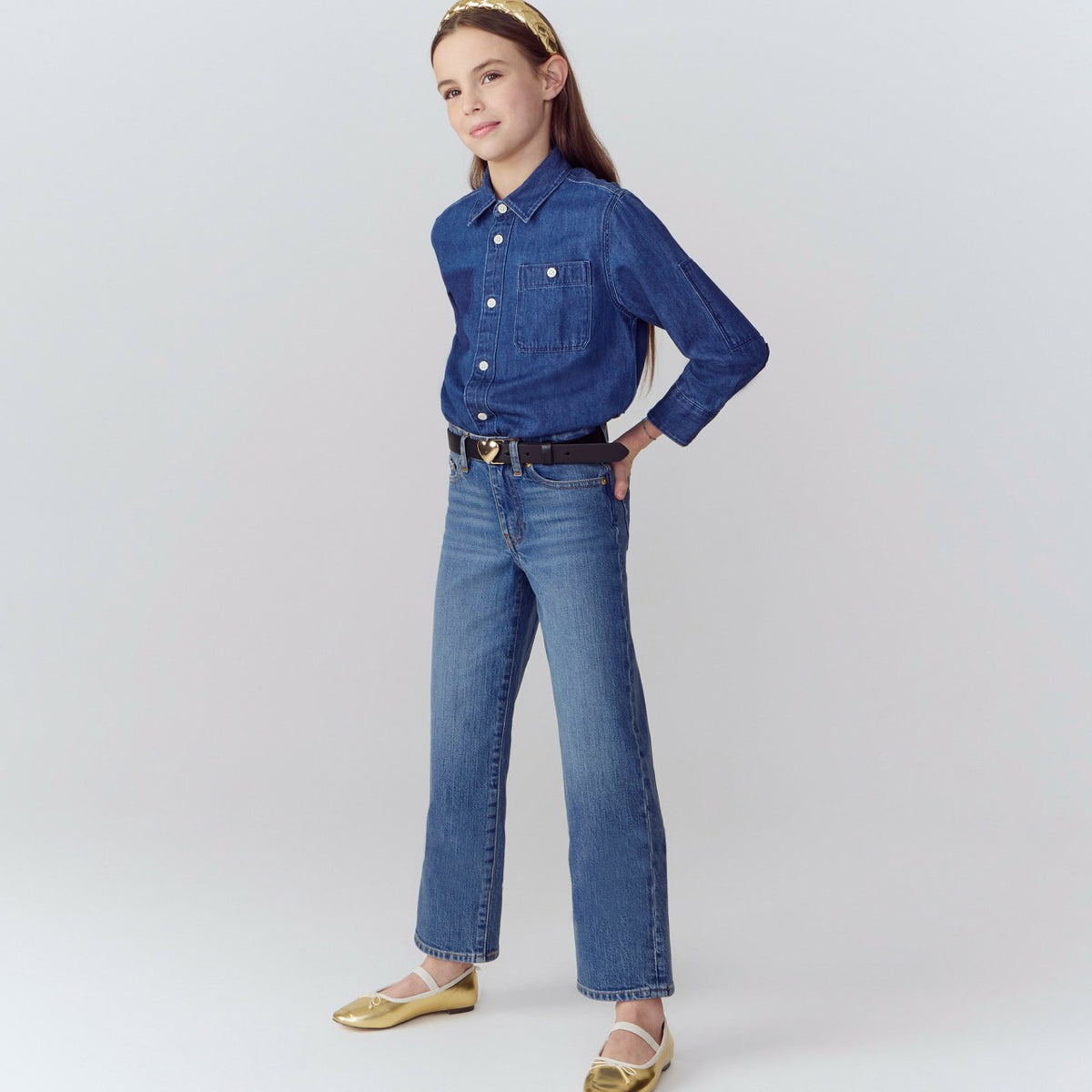 Kids Girls' slim wide-leg jean in Hayworth wash - J.Crew