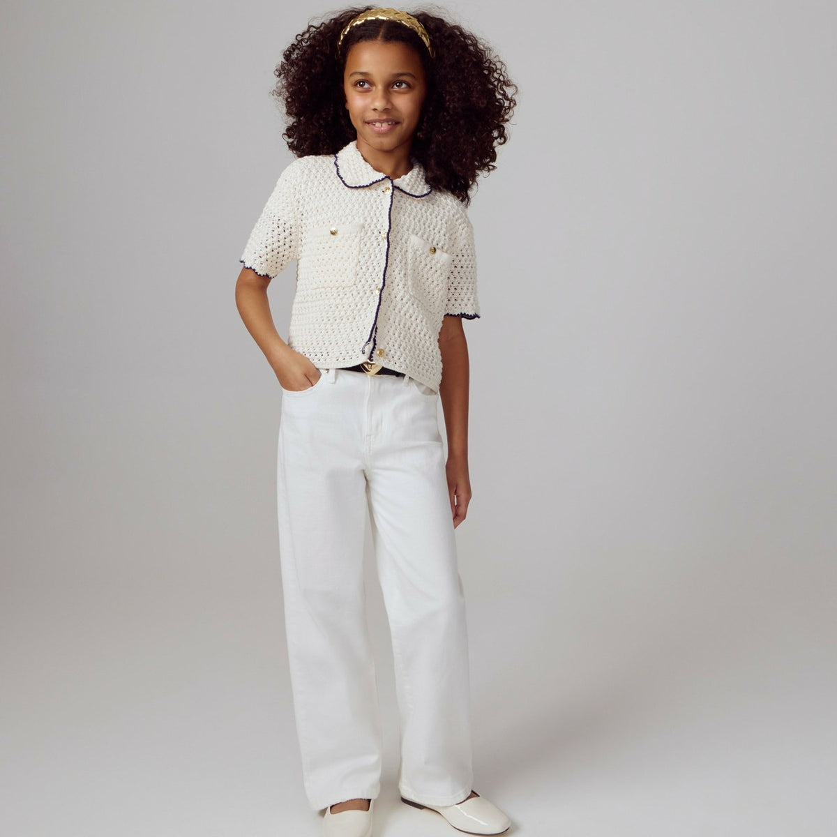 Kids Girls' slim wide-leg jean in white - J.Crew