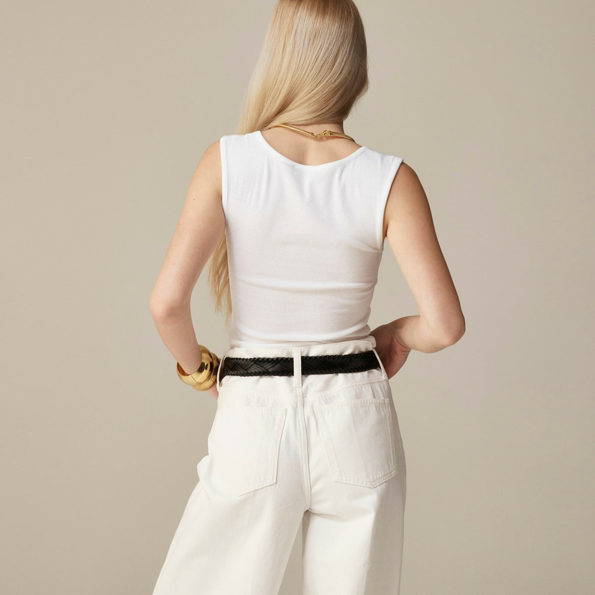 Women Cropped fine rib scoopneck tank top - J.Crew