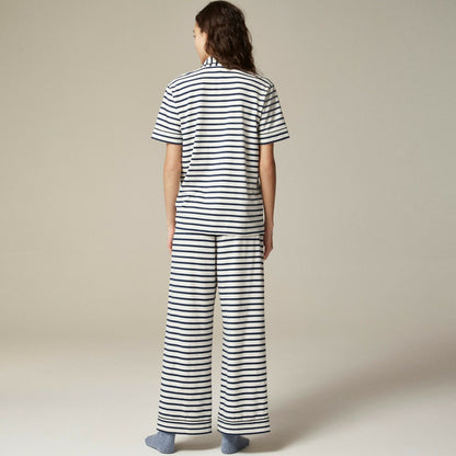 Women Dreamy cotton-blend short-sleeve pajama pant set in stripe - J.Crew