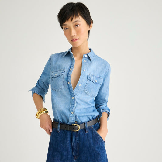 Women Wren slim western chambray shirt in Callie wash - J.Crew