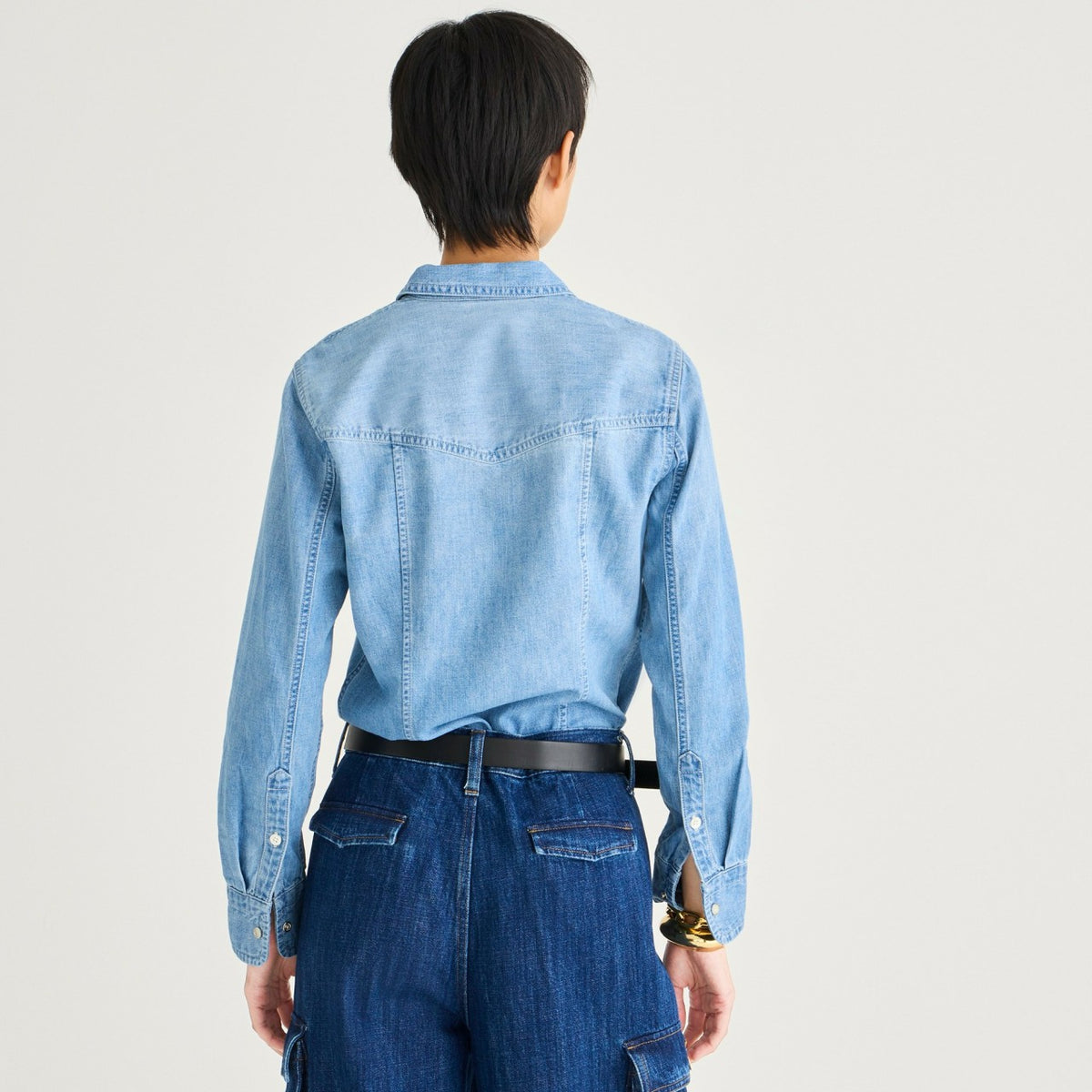 Women Wren slim western chambray shirt in Callie wash - J.Crew