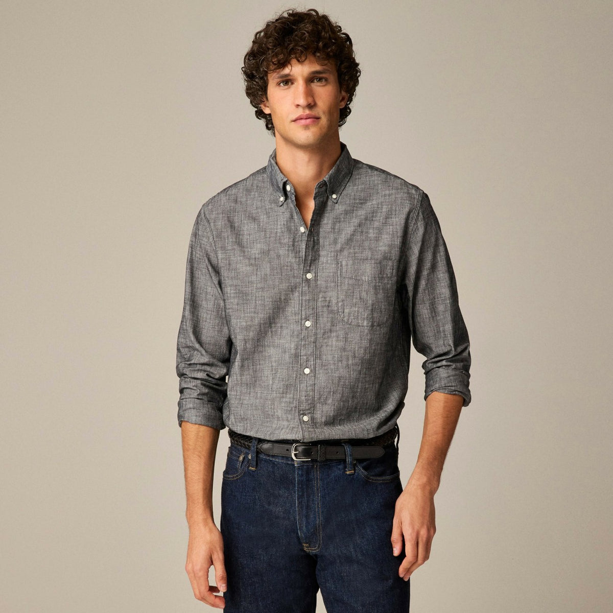 Men Organic cotton chambray shirt - J.Crew