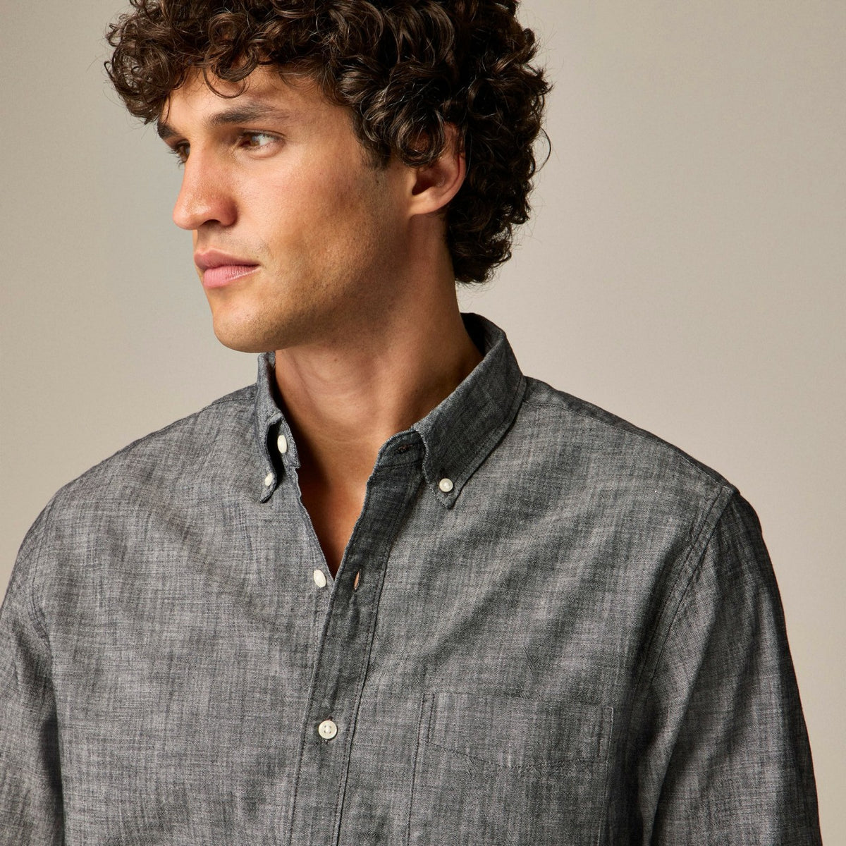 Men Organic cotton chambray shirt - J.Crew