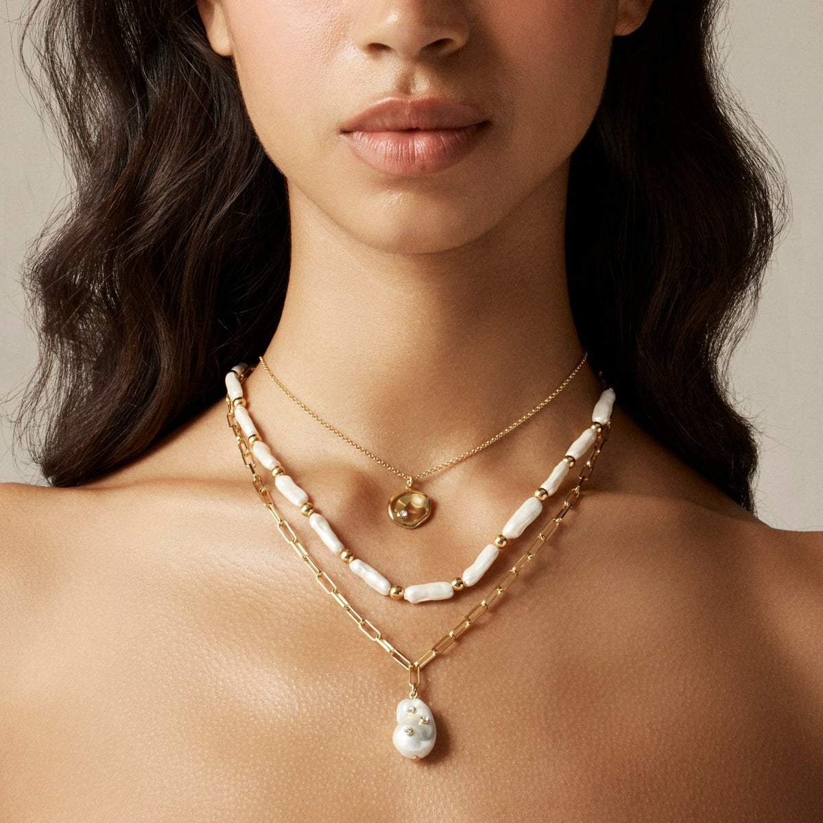 Women Layered pearl pendant necklace - J.Crew