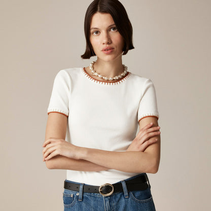 Women Vintage rib shrunken T-shirt with contrast stitch - J.Crew