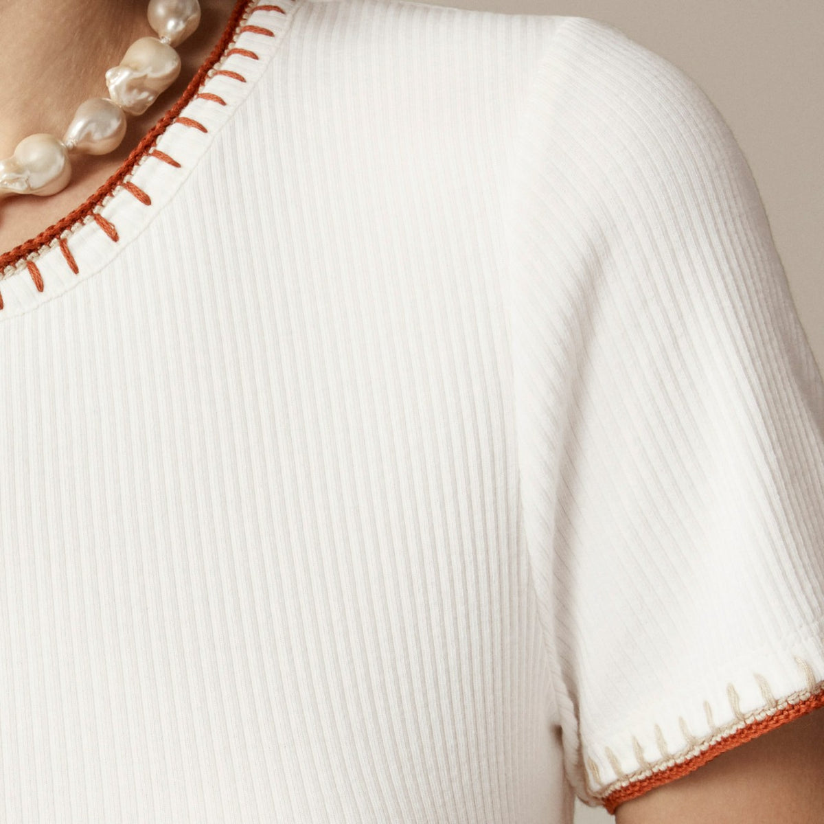 Women Vintage rib shrunken T-shirt with contrast stitch - J.Crew