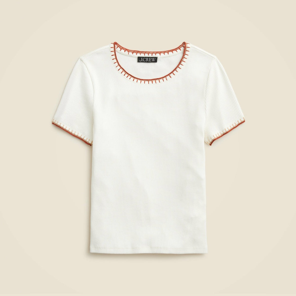 Women Vintage rib shrunken T-shirt with contrast stitch - J.Crew
