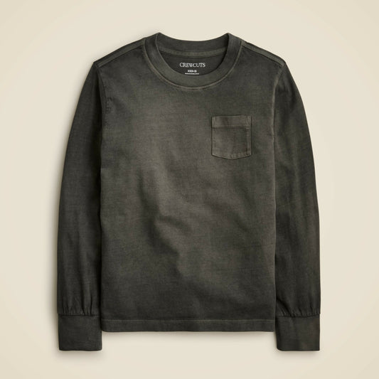 Kids Kids' long-sleeve garment-dyed pocket T-shirt in broken-in-jersey - J.Crew