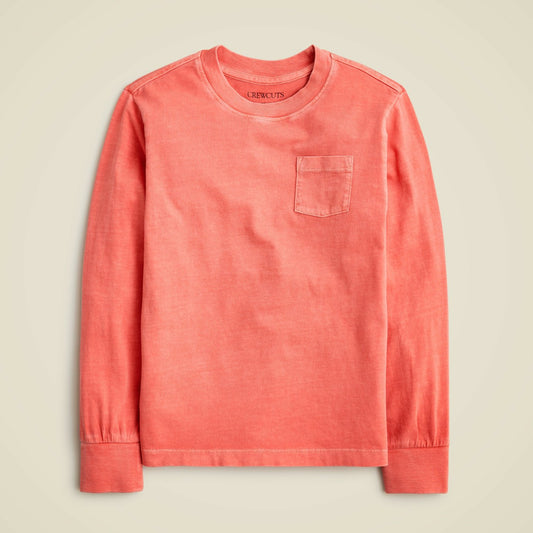 Kids Kids' long-sleeve garment-dyed pocket T-shirt in broken-in-jersey - J.Crew