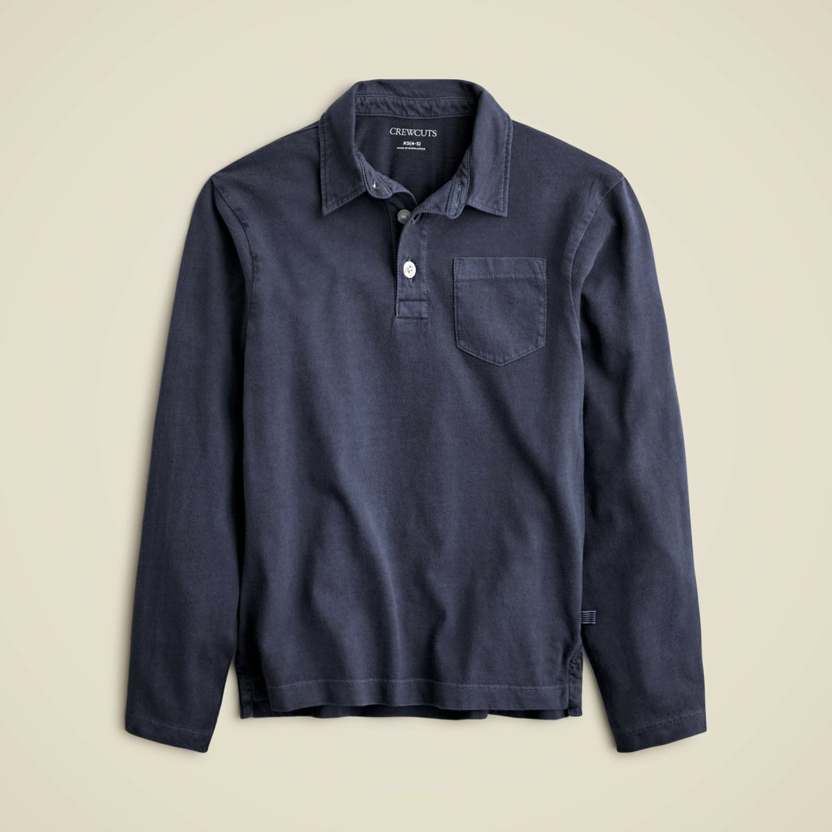 Kids Kids' garment-dyed long-sleeve polo shirt in broken-in-jersey - J.Crew